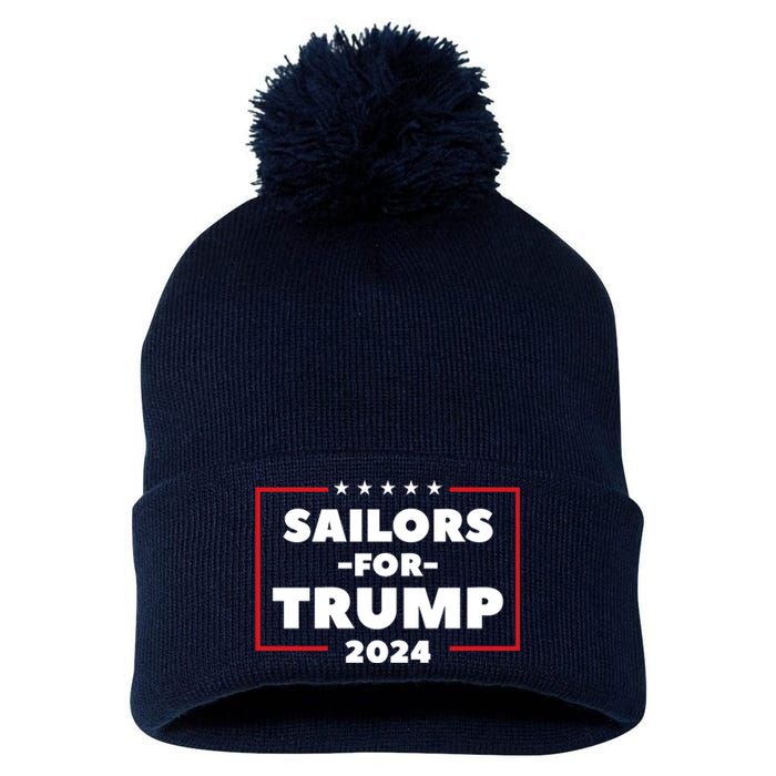 Sailors For Trump 2024 US Navy Donald Trump Support Pom Pom 12in Knit Beanie