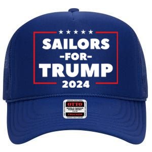 Sailors For Trump 2024 US Navy Donald Trump Support High Crown Mesh Back Trucker Hat