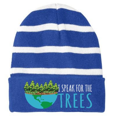 Speak For The Trees Activists Environt Earth Day Gift Striped Beanie with Solid Band