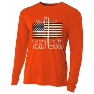 Stand For The Flag Cute Gift Kneel For Cross Love Usa Funny Gift Cooling Performance Long Sleeve Crew