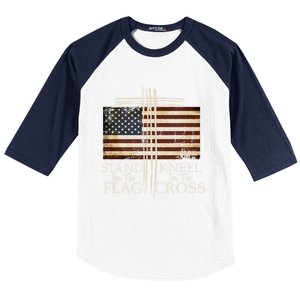 Stand For The Flag Cute Gift Kneel For Cross Love Usa Funny Gift Baseball Sleeve Shirt