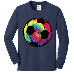 Soccer Football Tie Dye Rainbow Boy Teenage Men Girl Kids Long Sleeve Shirt