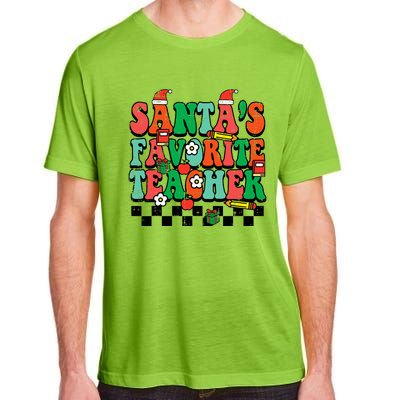 Santas Favorite Teacher Retro Groovy Christmas Xmas Adult ChromaSoft Performance T-Shirt