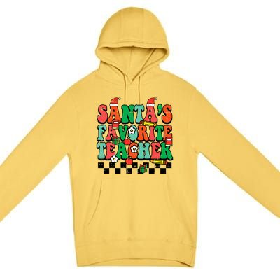 Santas Favorite Teacher Retro Groovy Christmas Xmas Premium Pullover Hoodie