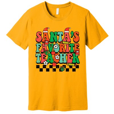 Santas Favorite Teacher Retro Groovy Christmas Xmas Premium T-Shirt