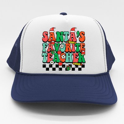 Santas Favorite Teacher Retro Groovy Christmas Xmas Trucker Hat