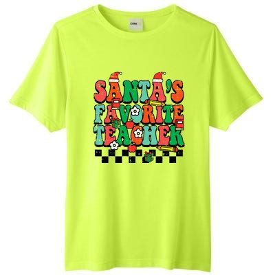 Santas Favorite Teacher Retro Groovy Christmas Xmas Tall Fusion ChromaSoft Performance T-Shirt