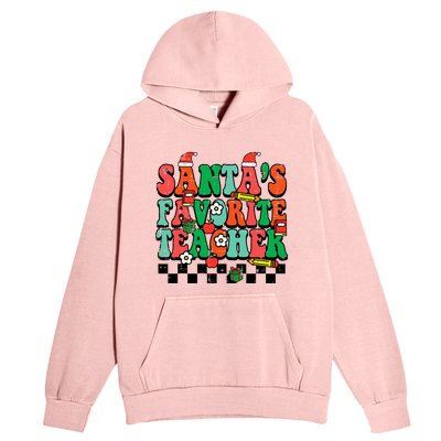 Santas Favorite Teacher Retro Groovy Christmas Xmas Urban Pullover Hoodie