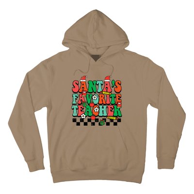 Santas Favorite Teacher Retro Groovy Christmas Xmas Hoodie