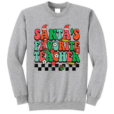 Santas Favorite Teacher Retro Groovy Christmas Xmas Sweatshirt