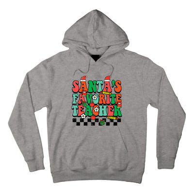 Santas Favorite Teacher Retro Groovy Christmas Xmas Tall Hoodie