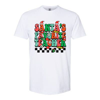 Santas Favorite Teacher Retro Groovy Christmas Xmas Softstyle® CVC T-Shirt