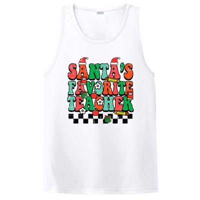 Santas Favorite Teacher Retro Groovy Christmas Xmas PosiCharge Competitor Tank