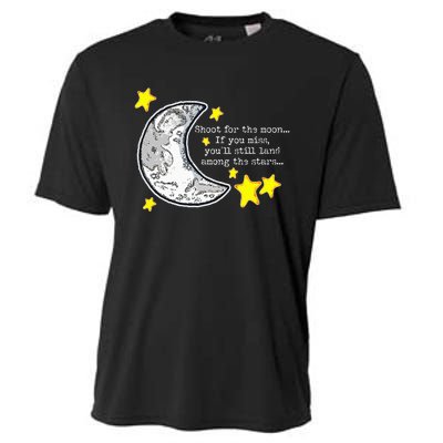 Shoot For The Moon Quote Wmoon & Stars Cute Cooling Performance Crew T-Shirt