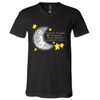 Shoot For The Moon Quote Wmoon & Stars Cute V-Neck T-Shirt