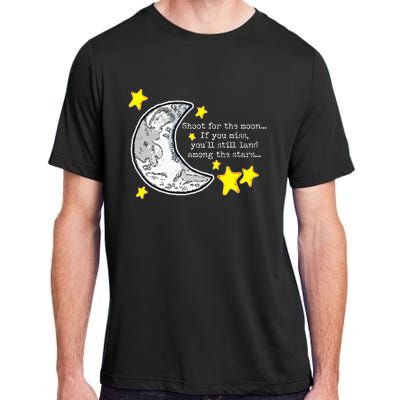 Shoot For The Moon Quote Wmoon & Stars Cute Adult ChromaSoft Performance T-Shirt