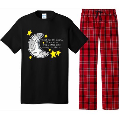 Shoot For The Moon Quote Wmoon & Stars Cute Pajama Set