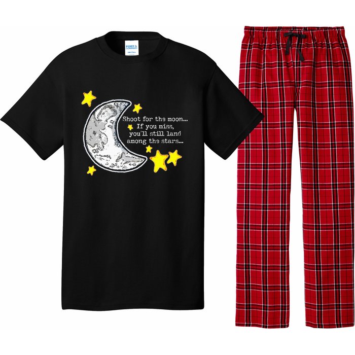 Shoot For The Moon Quote Wmoon & Stars Cute Pajama Set