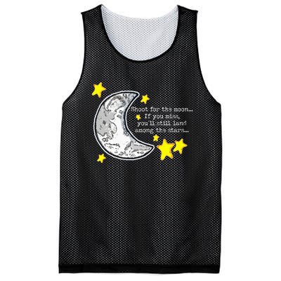 Shoot For The Moon Quote Wmoon & Stars Cute Mesh Reversible Basketball Jersey Tank