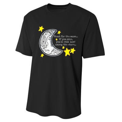 Shoot For The Moon Quote Wmoon & Stars Cute Performance Sprint T-Shirt