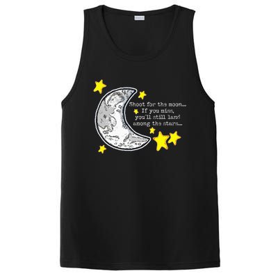 Shoot For The Moon Quote Wmoon & Stars Cute PosiCharge Competitor Tank