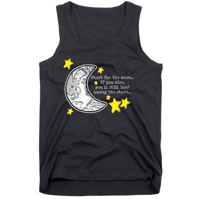 Shoot For The Moon Quote Wmoon & Stars Cute Tank Top