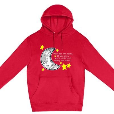 Shoot For The Moon Quote Wmoon & Stars Cute Premium Pullover Hoodie