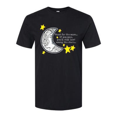 Shoot For The Moon Quote Wmoon & Stars Cute Softstyle CVC T-Shirt