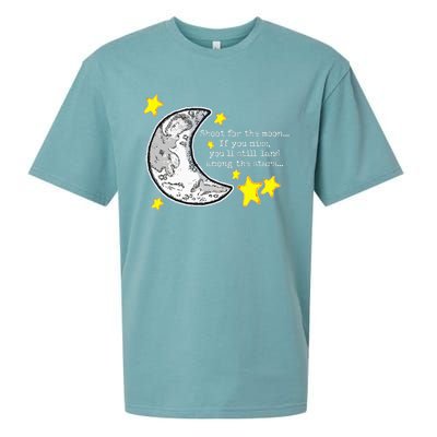 Shoot For The Moon Quote Wmoon & Stars Cute Sueded Cloud Jersey T-Shirt