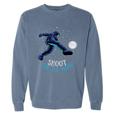 Shoot For The Moon Soccer And Astronaut Graphic Print Design Gift Garment-Dyed Sweatshirt