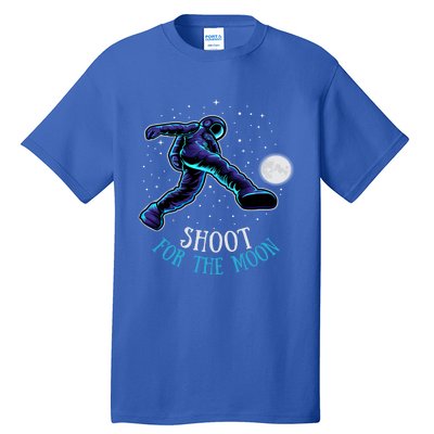 Shoot For The Moon Soccer And Astronaut Graphic Print Design Gift Tall T-Shirt