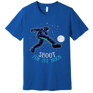 Shoot For The Moon Soccer And Astronaut Graphic Print Design Gift Premium T-Shirt