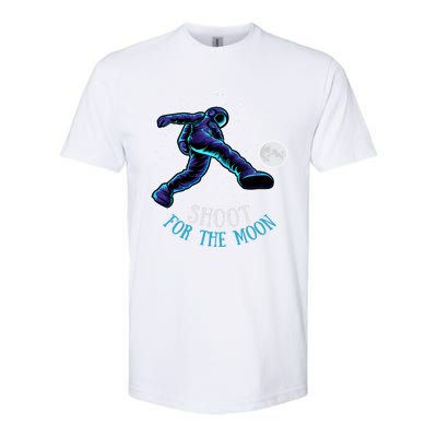 Shoot For The Moon Soccer And Astronaut Graphic Print Design Gift Softstyle® CVC T-Shirt