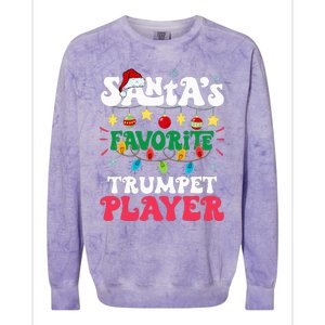 SantaS Favorite Trumpet Player Santa Hat Light Christmas Colorblast Crewneck Sweatshirt