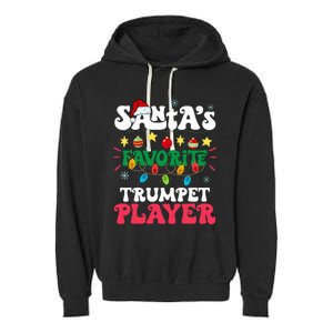 SantaS Favorite Trumpet Player Santa Hat Light Christmas Garment-Dyed Fleece Hoodie