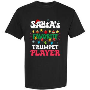 SantaS Favorite Trumpet Player Santa Hat Light Christmas Garment-Dyed Heavyweight T-Shirt