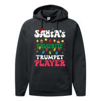 SantaS Favorite Trumpet Player Santa Hat Light Christmas Performance Fleece Hoodie