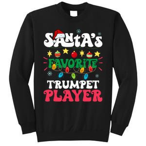 SantaS Favorite Trumpet Player Santa Hat Light Christmas Sweatshirt