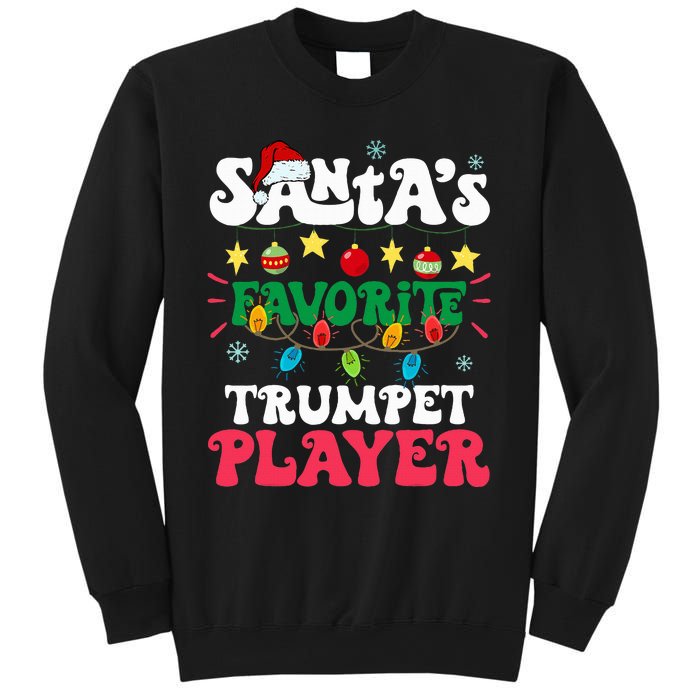 SantaS Favorite Trumpet Player Santa Hat Light Christmas Sweatshirt