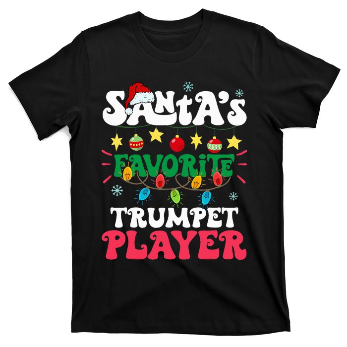 SantaS Favorite Trumpet Player Santa Hat Light Christmas T-Shirt