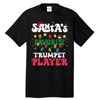 SantaS Favorite Trumpet Player Santa Hat Light Christmas Tall T-Shirt