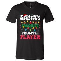 SantaS Favorite Trumpet Player Santa Hat Light Christmas V-Neck T-Shirt