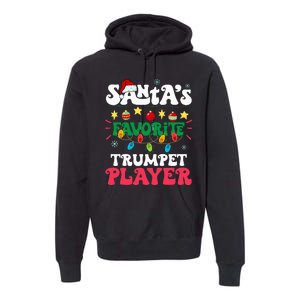 SantaS Favorite Trumpet Player Santa Hat Light Christmas Premium Hoodie