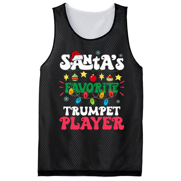 SantaS Favorite Trumpet Player Santa Hat Light Christmas Mesh Reversible Basketball Jersey Tank