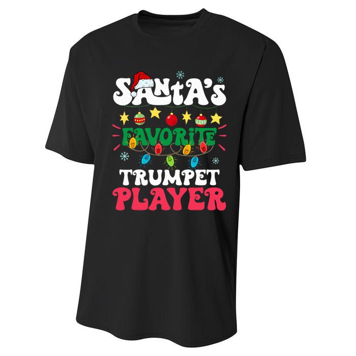 SantaS Favorite Trumpet Player Santa Hat Light Christmas Performance Sprint T-Shirt