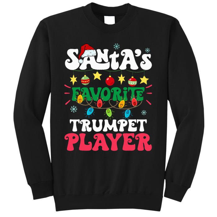 SantaS Favorite Trumpet Player Santa Hat Light Christmas Tall Sweatshirt