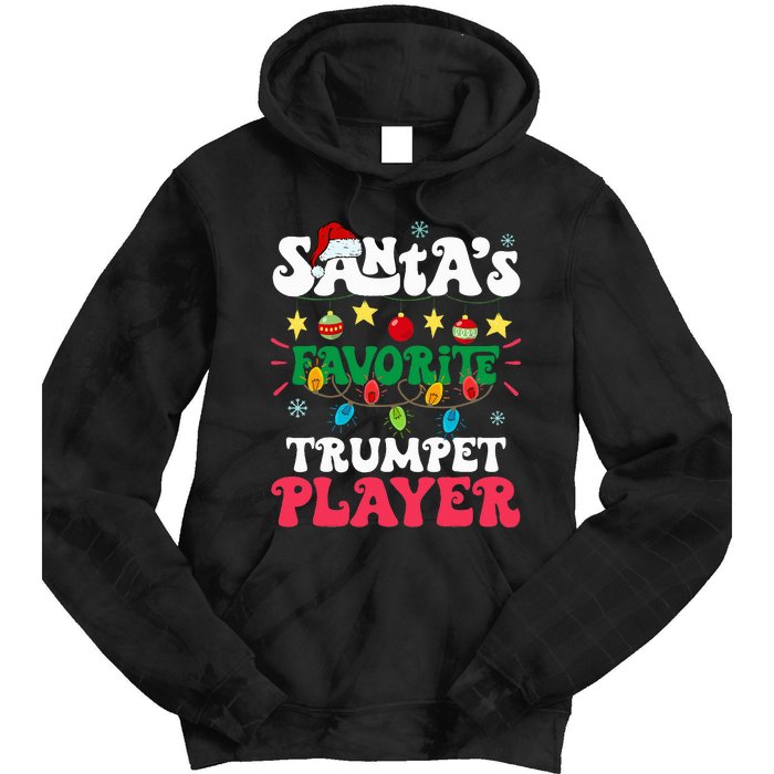 SantaS Favorite Trumpet Player Santa Hat Light Christmas Tie Dye Hoodie