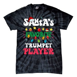 SantaS Favorite Trumpet Player Santa Hat Light Christmas Tie-Dye T-Shirt