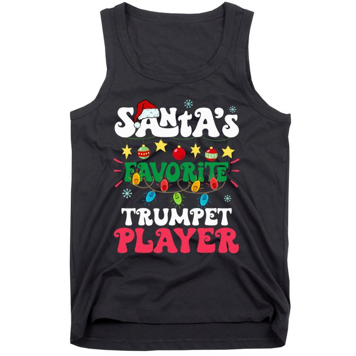 SantaS Favorite Trumpet Player Santa Hat Light Christmas Tank Top