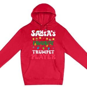 SantaS Favorite Trumpet Player Santa Hat Light Christmas Premium Pullover Hoodie